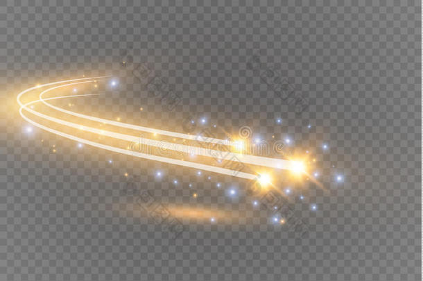 抽象矢量发光魔法星光效果从霓虹灯模糊的弯曲线。
