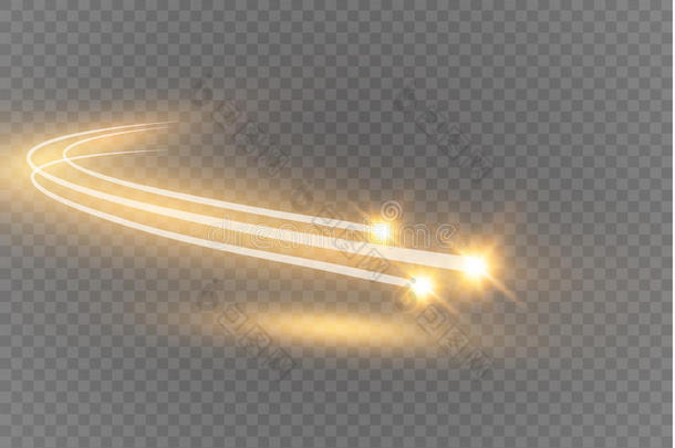 抽象矢量发光魔法星光效果从霓虹灯模糊的弯曲线。