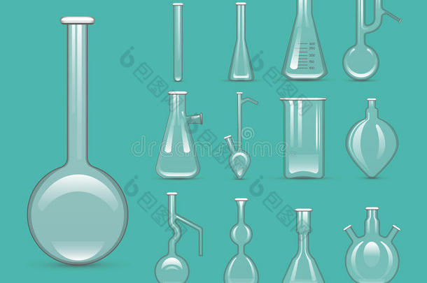 化学实验室三维实验室烧瓶玻璃器皿管液体生物技术分析和医学科学设备载体