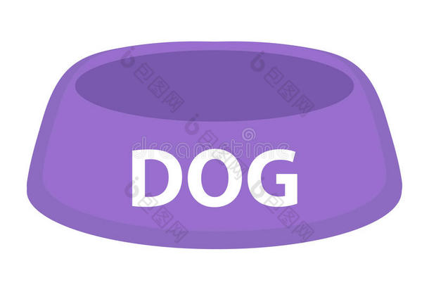 狗碗为食品图标<strong>扁平</strong>，<strong>卡通风</strong>格。 在白色背景上隔离。 矢量插图，剪辑艺术。