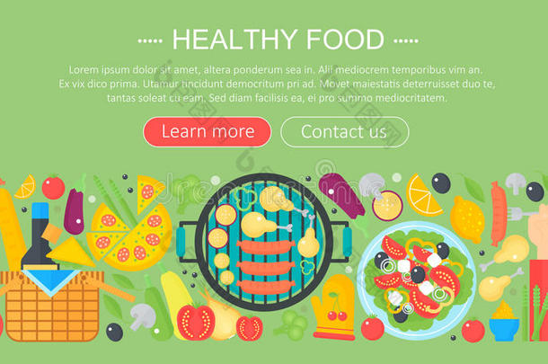 烹饪<strong>收藏</strong>，健康食品信息图形模板设计，网页标题元素，<strong>海报</strong>横幅。 食物载体