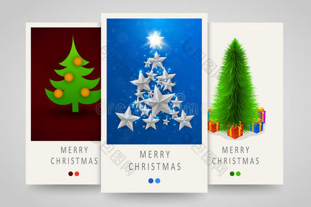 圣诞节和新年现代垂直横幅与圣诞树。 派对门票的装饰