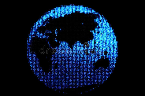 全球网络世界。 世界各地互联网的概念。 地球来自数字代码