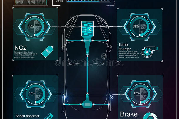未来主义的用户<strong>界面</strong>。 哈德UI。 抽象虚拟图形触摸用户<strong>界面</strong>。 汽车信息图。 矢量科学摘要。