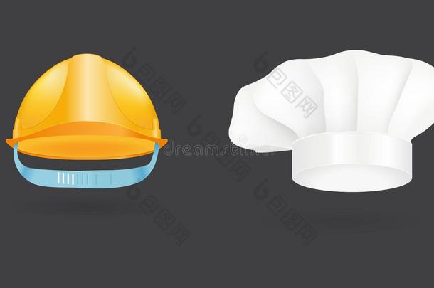 <strong>不同类型</strong>的时尚厨师帽现代优雅帽配件服装矢量插图