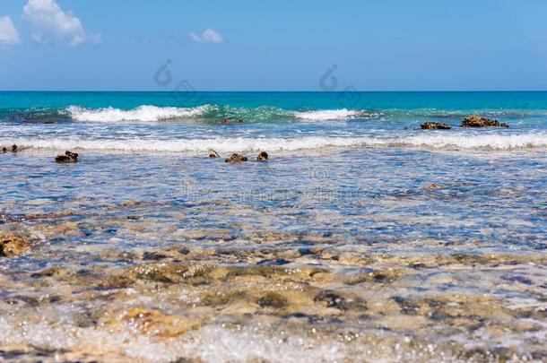 多岩石的海滩采用巴亚希贝,LaoPeople's共和国<strong>老</strong>挝人民共和国阿尔塔格拉西亚,Dom采用ican共和国.复制品