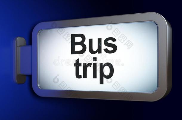 旅游观念:公共汽车旅游向广告牌背景