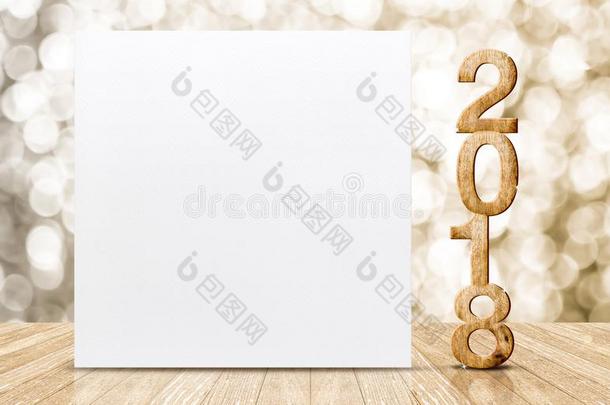2018幸福的新的年闪烁数字和白色的卡片采用透镜