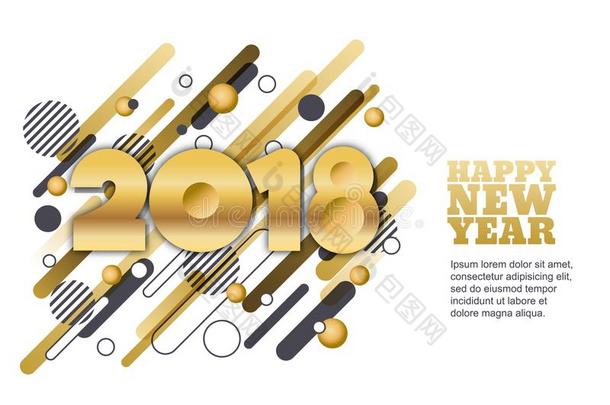 幸福的新的年2018纸将切开横幅或招呼卡片.金色的希腊字母第13字