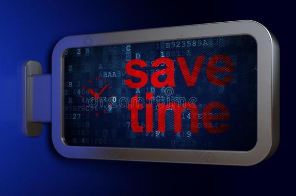 时间轴观念:救助时间和钟向广告牌背景