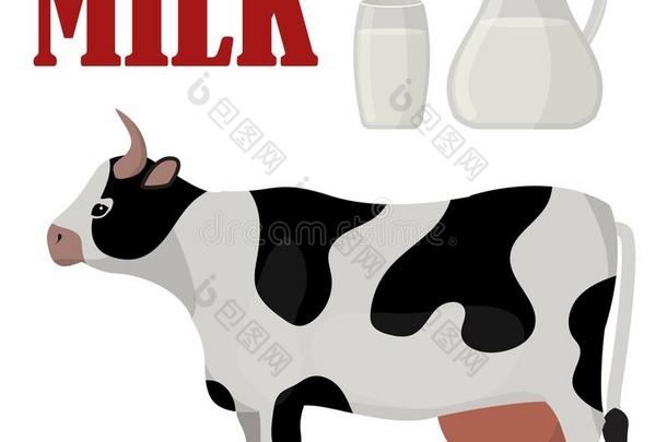 奶牛农场动物有趣的漫画矢量说明牛哺乳动物