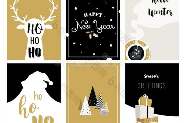 愉快的圣诞节卡,插图和偶像,<strong>字体设计</strong>