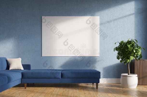 蓝色活的房间,海报,蓝色沙发