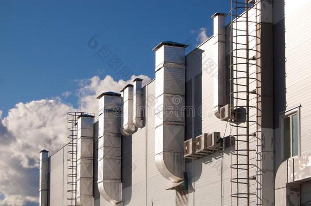 工业的建筑物和空气流通小管和天空调理的物品或物质