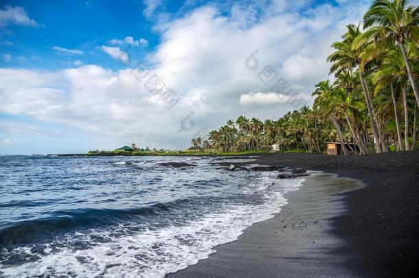 音箱黑的沙海滩,大的岛,美国夏威夷州