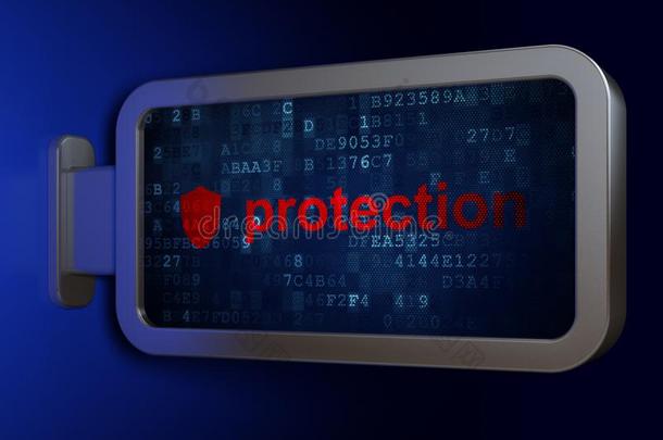 隐私观念:保护和盾向广告牌背景