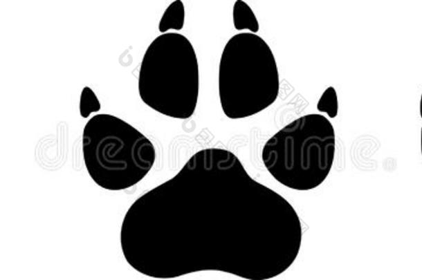 狗爪子或乌尔夫爪子,动物和爪子标签