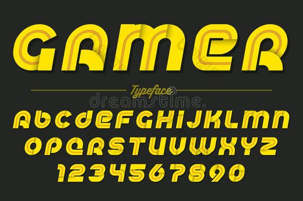 电脑游戏玩家矢量装饰的斜体的字体设计,字母表,字体,