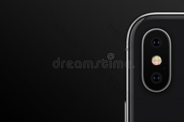 特写镜头黑的类似的向美国苹果公司2007年夏天推出的智能手机字母x智能手机双的照相机模块