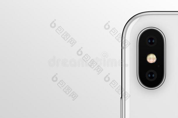 特写镜头白色的智能手机类似的向美国苹果公司2007年夏天推出的智能手机字母x双的照相机模块