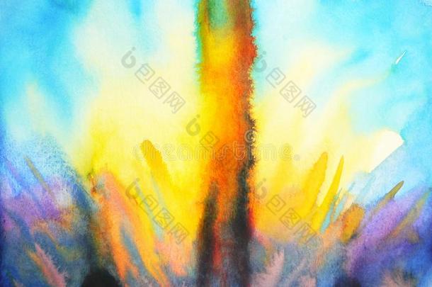 抽象的火溅起动力水彩绘画手绘画
