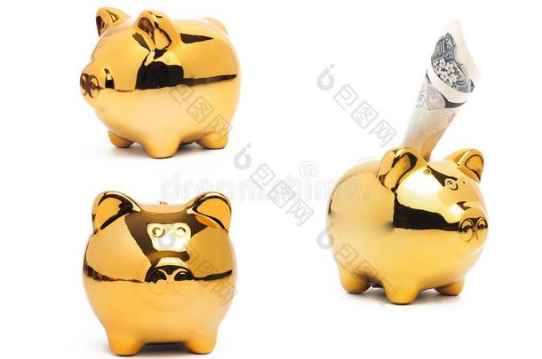 小猪银行金颜色和垛关于钱安全的.
