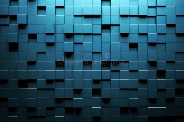 抽象的蓝色背景墙和参数的立方体的模式.