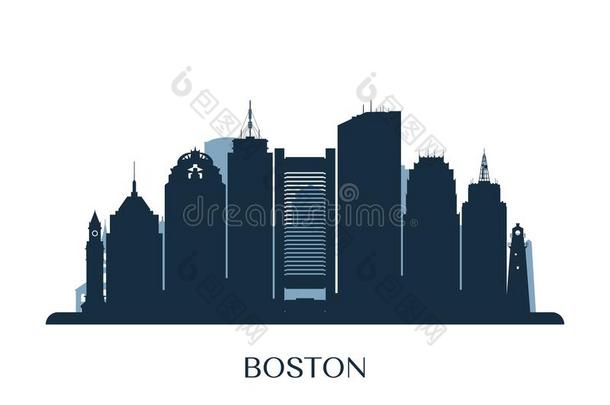 波士顿地平线,单色画轮廓.