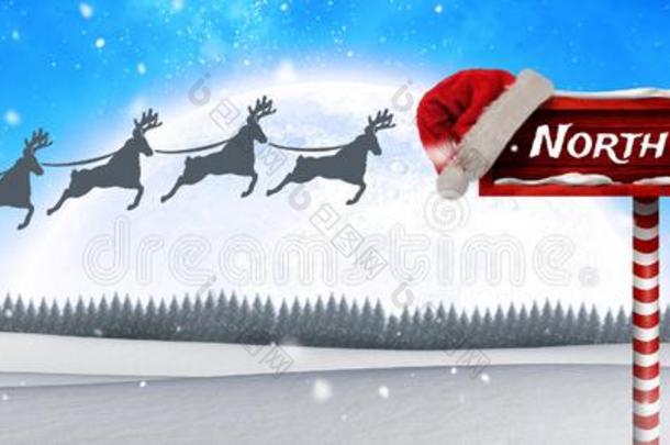 北方极点文本向木制的指示牌采用圣诞节W采用ter风景