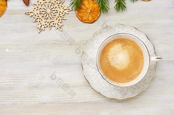 圣诞节背景.顶看法关于卡普契诺咖啡c关于fee采用一白色的英语字母表的第3个字母