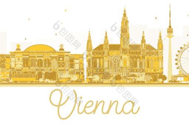 维也纳城市地平线金色的轮廓.