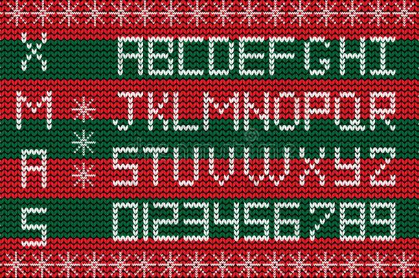 织物圣诞节或新的年脚本.编织节日的冬字母表