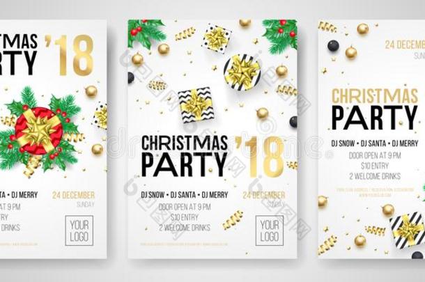 圣诞节社交聚会2018新的年庆祝招待海报关于英语字母表的第6个字母
