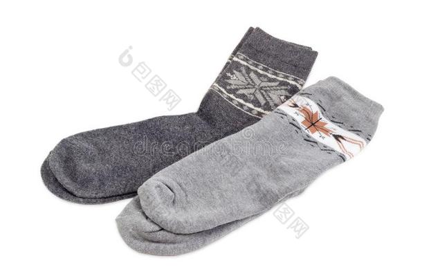 不同的羊毛热的短袜向一白色的b一ckground