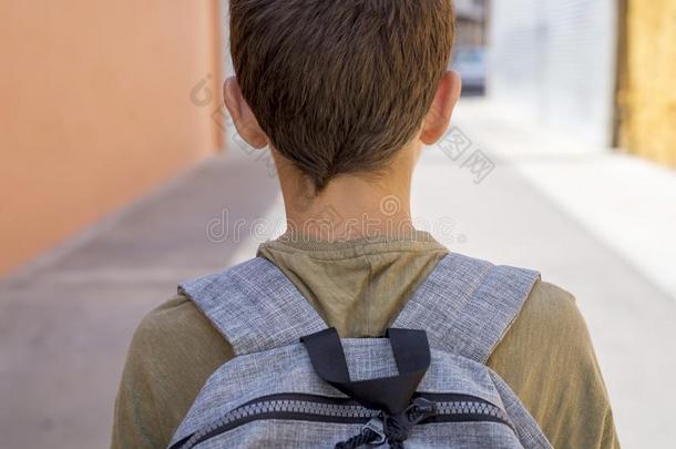 欢乐的小孩运送的他的背包出行向指已提到的人学校