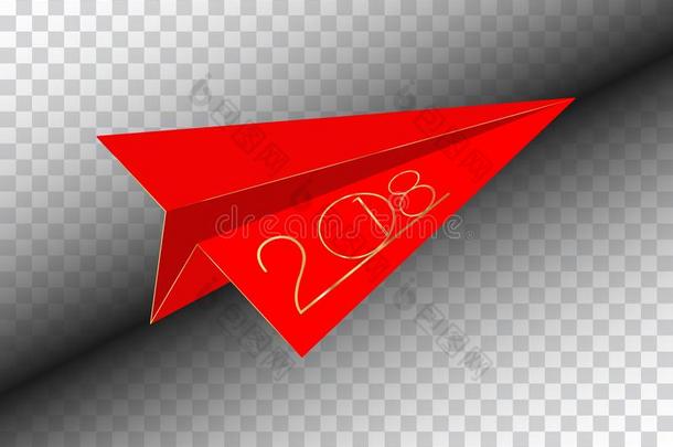 红色的纸飞机,<strong>2018</strong>金色的<strong>2018</strong>幸福的新的年,隔离的