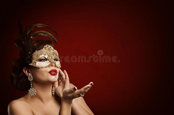 女人狂欢节面具珠宝,美好时尚模型采用假面舞会