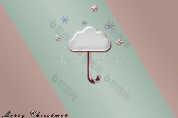 雨伞云愉快的圣诞节说明,壁纸
