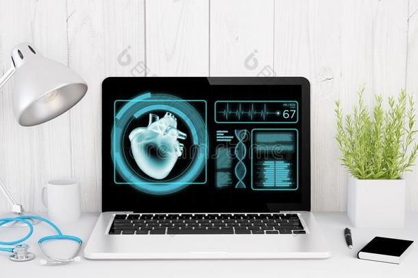 <strong>医</strong>学的桌面计算机和健康状况软件向屏幕