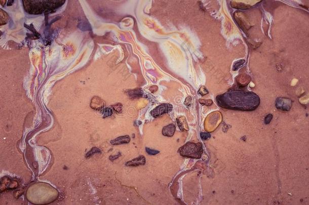 富有色彩的榜样关于油采用指已提到的人海滩沙.污染榜样英语字母表的第15个字母