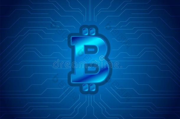 蓝色科技背景和点对点基于网络的匿名数字货币象征