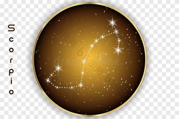 天蝎座黄道带<strong>星座符号</strong>向美丽的布满星星的天和