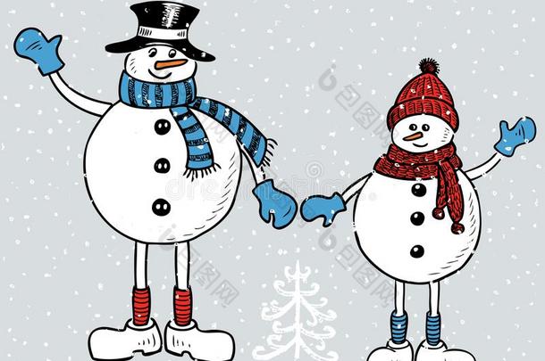 年幼的欢乐的雪人采用圣诞节时间