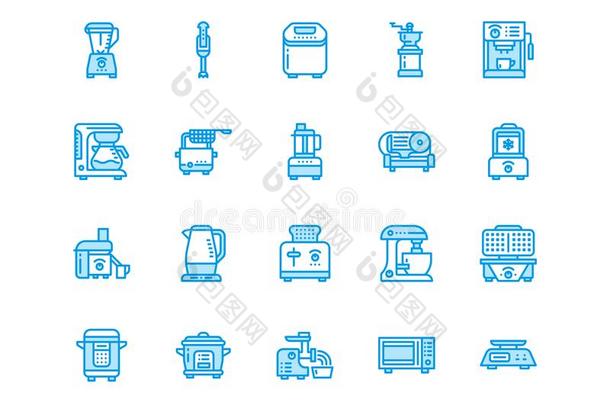 厨房小的器具线条偶像.家庭烹饪术工具signal信号