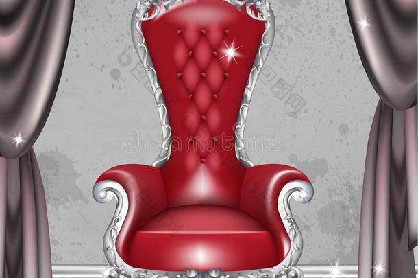红色的巴罗克式的魅力扶手椅.<strong>家具</strong>和维多利亚时代的装<strong>饰品</strong>
