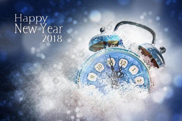新的年2018观念,蓝色酿酒的惊恐钟采用指已提到的人雪给看