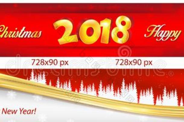 红色的横幅放置排行榜为圣诞节和新的年2018