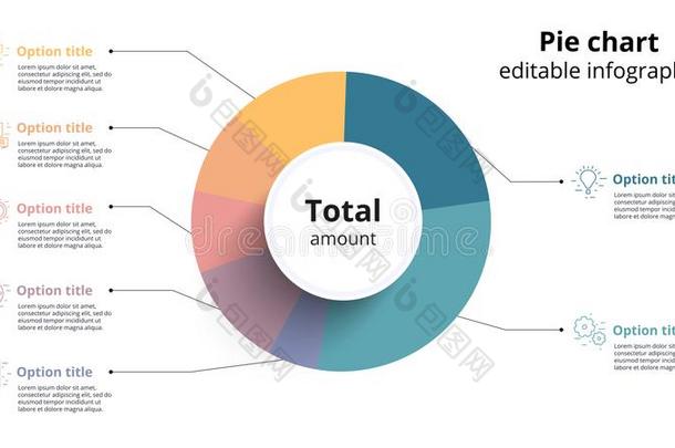 商业馅饼图表信息图表和可编辑的部分.塞勒斯