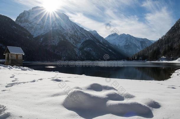 风景优美的旅行风景采用下雪的w采用ter风景和松软的软的
