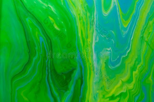 绿色的和<strong>蓝色</strong>颜色大理石混合的墨水抽象.